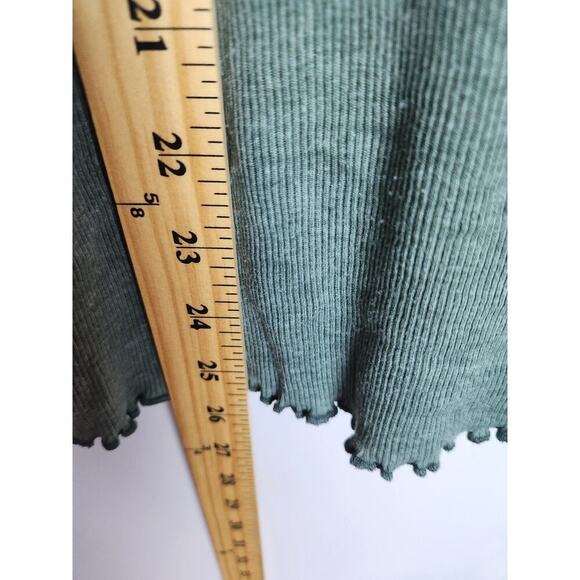 Aerie button front tank sz L lettuce hem Y2K green 90's beachy boho grunge - Picture 9 of 9